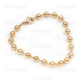 4007-0211-751GL - Acier Inoxydable Bracelet avec Bille 6mm 19cm (7.5\") Or 1pc 4007-0211-751GL,4007-0211,montreal, quebec, canada, beads, wholesale