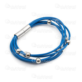 4007-0212-01-BL - Bracelet en cuir Rock Westerne Bleu 4007-0212-01-BL,Bijoux finis,En cuir,montreal, quebec, canada, beads, wholesale