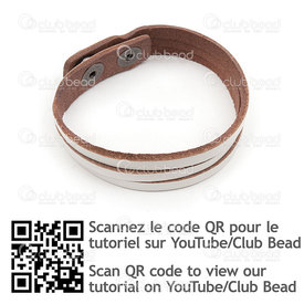 4007-0212-13-WH - Leather Bracelet 9\'\' 2 ways White 1pc 4007-0212-13-WH,Finished jewelry,Leather,montreal, quebec, canada, beads, wholesale