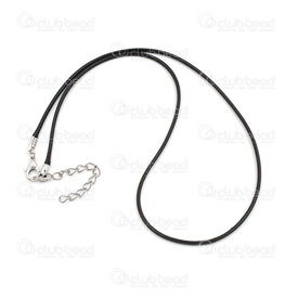 4007-0212-141.5 - Nylon Braided Necklace 1.5mm With Clasp and Extension Chain 18in Black 10pcs 4007-0212-141.5,cuir,montreal, quebec, canada, beads, wholesale