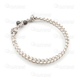 4007-0212-21 - braided leather bracelet base for DIY, white 4007-0212-21,diy,montreal, quebec, canada, beads, wholesale