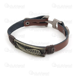 4007-0212-31BW - Leather bracelet brown 22x1cm with angel's wing and anchor clasp antique brass 1pc 4007-0212-31BW,Finished jewelry,Leather,montreal, quebec, canada, beads, wholesale