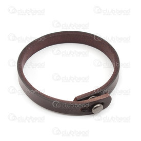 4007-0212-51-BW - Bracelet Cuir 10X3.5mm Plat Brun 21cm Fermoir vissable ajustable 2 trous 1pc 4007-0212-51-BW,Bijoux finis,En cuir,montreal, quebec, canada, beads, wholesale