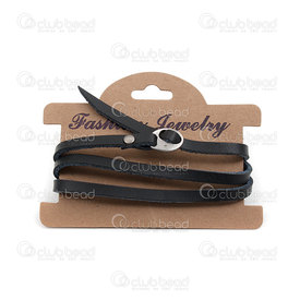4007-0212-53BLK - Cuir Bracelet à Enrouler Noir avec Fermoir Nickel 1 pc 4007-0212-53BLK,Bijoux finis,En cuir,montreal, quebec, canada, beads, wholesale