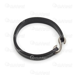 4007-0212-55 - Bracelet Cuir Large Noir 10x4mm avec Fermoir \'S\' 4007-0212-55,Bijoux finis,montreal, quebec, canada, beads, wholesale