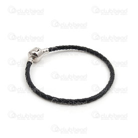 4007-0212-563 - Cuir Bracelet Tressé Noir Style Pandora 3.5mm 1pc 4007-0212-563,montreal, quebec, canada, beads, wholesale
