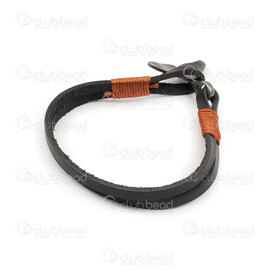 4007-0212-77BLK - Leather bracelet black 8.5mm Flat with whale tale clasp 19.5cm 1pc 4007-0212-77BLK,Finished jewelry,Leather,montreal, quebec, canada, beads, wholesale