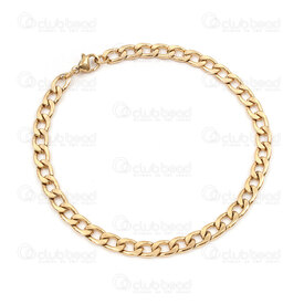4007-0213-109GL - Acier Inoxydable 304 Chaine Gourmette 5x8x1.5mm Non Soude Bracelet 8.5po (22cm) Plaque Or 1pc 4007-0213-109GL,en,montreal, quebec, canada, beads, wholesale