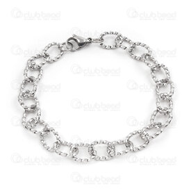 4007-0213-19 - stainless steel bracelet with nano-ceramic half bead 10.5mm natural-white 1pc 4007-0213-19,Finished jewelry,Stainless steel,montreal, quebec, canada, beads, wholesale