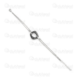 4007-0213-21 - stainless steel bracelet with nano-ceramic irregular square link 17.5mm natural-black 1pc 4007-0213-21,montreal, quebec, canada, beads, wholesale