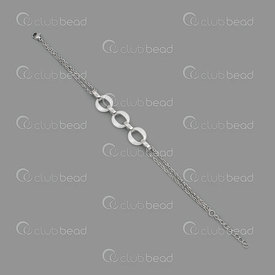 4007-0213-25 - Acier Inoxydable Bracelet 3 Cercles Connecteur Nano-céramique 12mm Naturel-Blanc 1pc 4007-0213-25,montreal, quebec, canada, beads, wholesale