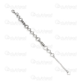 4007-0213-33 - Stainless steel bracelet round circle and hollow flower charm 8.5mm natural 1pc 4007-0213-33,montreal, quebec, canada, beads, wholesale