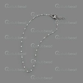 4007-0213-361 - Stainless steel anklet chain 1.5mm white charm natural 1pc 4007-0213-361,montreal, quebec, canada, beads, wholesale