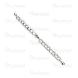 4007-0213-39 - Stainless steel double chain link bracelet 3 lobster clasp 8.5mm Natural 1pc 4007-0213-39,Finished jewelry,montreal, quebec, canada, beads, wholesale