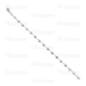 4007-0213-57 - Stainless steel Bracelet Heart 5x5mm Natural 22cm 1pc 4007-0213-57,montreal, quebec, canada, beads, wholesale