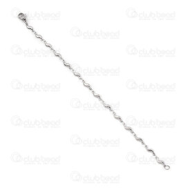 4007-0213-59 - Stainless steel Bracelet Wave 9.5x3.5mm Natural 22cm 1pc 4007-0213-59,montreal, quebec, canada, beads, wholesale