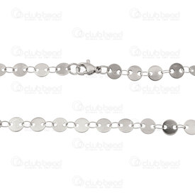 4007-0213-63 - Stainless Steel 304 Sequin Round Chain Necklace 16in (40.6cm) 6mm Natural 1pc 4007-0213-63,Chains,1pc,Stainless Steel 304,Sequin Round,Chain,Necklace,16in (40.6cm),6mm,Natural,1pc,China,montreal, quebec, canada, beads, wholesale