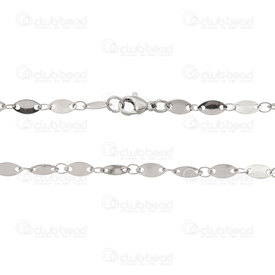 4007-0213-65 - Stainless Steel 304 Sequin Oval Chain Necklace 16in (40.6cm) 8x4mm Natural 1pc 4007-0213-65,Chains,Natural,Stainless Steel 304,Sequin Oval,Chain,Necklace,16in (40.6cm),8x4mm,Natural,1pc,China,montreal, quebec, canada, beads, wholesale