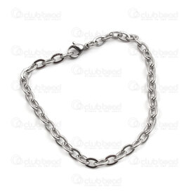 4007-0213-67 - Stainless Steel Bracelet Chain Mirror 4.5mm Natural 8.5" 5pcs 4007-0213-67,Finished jewelry,Stainless steel,montreal, quebec, canada, beads, wholesale
