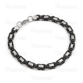 4007-0213-69BN - Acier Inoxydable Chaine Byzantin 5mm Non Soude Bracelet 8.5" (22cm) Noir 1pc 4007-0213-69BN,Chaînes,montreal, quebec, canada, beads, wholesale