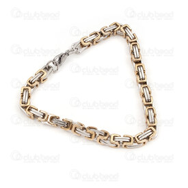 4007-0213-69NGL - Acier Inoxydable Chaine Byzantin 5mm Non Soude Bracelet 8" (21cm) Or-Naturel 1pc 4007-0213-69NGL,Bijoux finis,montreal, quebec, canada, beads, wholesale