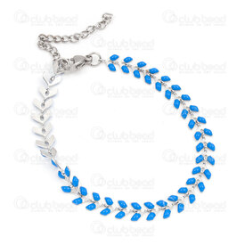4007-0213-7403 - Stainless Steel Bracelet Leaf 6mm Turquoise Filiing 21cm (8\") Natural 1pc 4007-0213-7403,Feuille acier inoxydable,montreal, quebec, canada, beads, wholesale