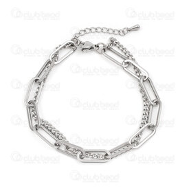 4007-0213-79 - Stainless SteelDouble Chain Bracelet 22cm Natural 1 pc china 4007-0213-79,4007-0213,montreal, quebec, canada, beads, wholesale