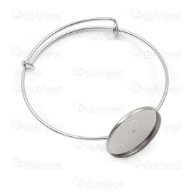 4007-0214-4725 - Acier Inoxydable Bracelet Rigide avec Support pour Cabochon Rond 25mm Naturel 2pcs 4007-0214-4725,Cabochons,Bézel - Supports à cabochons,montreal, quebec, canada, beads, wholesale