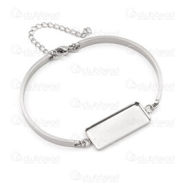 4007-0214-48R25 - Stainless Steel 304 Bangle with 25x10mm Rectangle Bezel Cup Natural 5pcs 4007-0214-48R25,8,montreal, quebec, canada, beads, wholesale