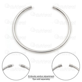 4007-0214-541 - Stainless Steel 304 Semi Finish Bangle Bracelet 535in (14cm) 3mm Natural 5pcs 4007-0214-541,8,montreal, quebec, canada, beads, wholesale