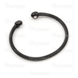4007-0214-55BK - Stainless Steel 304 Energetic Bangle Bracelet with Magnet 7in (18cm) Black 1pc 4007-0214-55BK,ma,montreal, quebec, canada, beads, wholesale