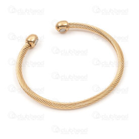 4007-0214-55GL - Stainless Steel 304 Energetic Bangle Bracelet with Magnet 7in (18cm) Gold Plated 1pc 4007-0214-55GL,mÃ,montreal, quebec, canada, beads, wholesale