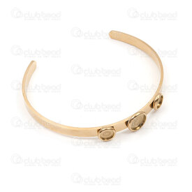 4007-0214-57GL - Stainless Steel 304 Bangle 6in (15cm) with 6-8mm Bezel Cup Gold Plated 1pc 4007-0214-57GL,BS,montreal, quebec, canada, beads, wholesale