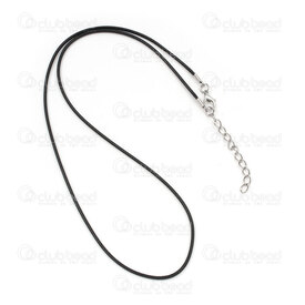 4007-0214-791.5BK - Collier Tressé Nylon Avec Fermoir et Chaîne Extension 20po 1.5mm Noir 10pcs 4007-0214-791.5BK,130,montreal, quebec, canada, beads, wholesale