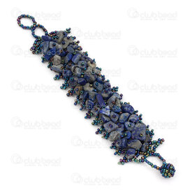 4007-0216-11 - Semi Precious Stone Chips Bracelet Lapis Lazuli with Seed Beads 3.5x19cm 1pc 4007-0216-11,Finished jewelry,Semi-precious stone bracelets,montreal, quebec, canada, beads, wholesale
