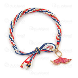 4007-0218-1001 - Nylon Bracelet Macrame 5mm Round Samsara Design Blue-Red-White-Gold with Adjustable Bead and Charm 3pcs 4007-0218-1001,16x,montreal, quebec, canada, beads, wholesale