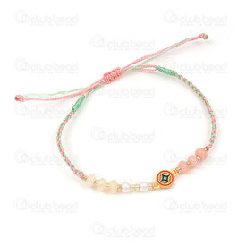 4007-0218-1301 - Nylon Bracelet Macrame 2.5mm Rond Rose-Vert avec Bille et Lien 3pcs 4007-0218-1301,p,montreal, quebec, canada, beads, wholesale
