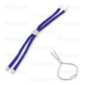 4007-0230-03 - Polyester Semi Finished Bracelet 25cm Cobalt with Tree of Life Slider and Connector 1.5mm ring Nickel 4pcs 4007-0230-03,Finished jewelry,montreal, quebec, canada, beads, wholesale