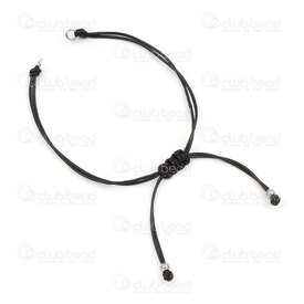 4007-0232-01 - Polyester Semi Finish Bracelet Adjustable Black with Stainless Steel Bead Natural 5pcs 4007-0232-01,adjustable,montreal, quebec, canada, beads, wholesale