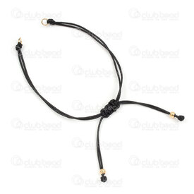 4007-0232-01GL - Polyester Semi Finish Bracelet Adjustable Black with Stainless Steel Bead Gold 5pcs 4007-0232-01GL,adjustable,montreal, quebec, canada, beads, wholesale