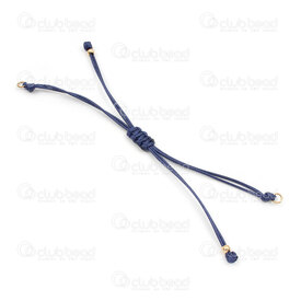 4007-0232-03GL - Polyester Semi Finish Bracelet Adjustable Navy with Stainless Steel Bead Gold Plated 5pcs 4007-0232-03GL,billes inox or,montreal, quebec, canada, beads, wholesale