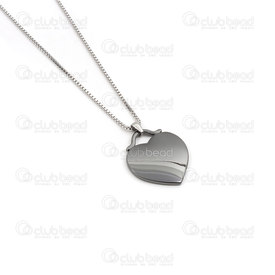 4007-0315-05 - Stainless Steel necklace with black heart 1pc LIMITED QUANTITY! 4007-0315-05,Finished jewelry,Stainless steel,montreal, quebec, canada, beads, wholesale
