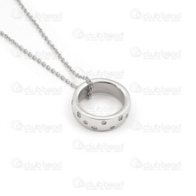 4007-0315-07 - stainless steel necklace with rhinestone ring 23x7mm 1pc LIMITED QUANTITY! 4007-0315-07,Finished jewelry,Stainless steel,montreal, quebec, canada, beads, wholesale