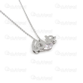 4007-0315-09 - stainless steel necklace Love 18.5x23mm with rhinestone natural 1pc LIMITED QUANTITY! 4007-0315-09,Clearance by Category,Jewelry,montreal, quebec, canada, beads, wholesale