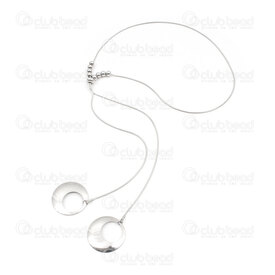 4007-0315-15 - Stainless steel necklace snake chain with bead 6mm fancy round plate 32mm natural 86cm (34inch) 1pc 4007-0315-15,Finished jewelry,montreal, quebec, canada, beads, wholesale