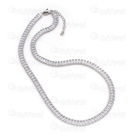 4007-0315-23WH - Stainless Steel Necklace Retangle Crystal Cubic Zircon 6mm 16" with Extension Chain 50mm Natural 1pc 4007-0315-23WH,ret,montreal, quebec, canada, beads, wholesale