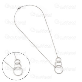 4007-0315-35 - Stainless Steel 316 Cable Chain 2x2.5mm with Triple Ring Link 14-18-22mm 47cm (18.5in) Necklace Natural 5pcs 4007-0315-35,Chaine collier,montreal, quebec, canada, beads, wholesale