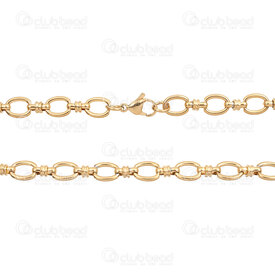 4007-0315-441GL - Stainless Steel 304 Link Connector Chain 10x13x2mm 7.5x12.5x7.5mm 47cm (18.5in) Necklace Gold Plated 1pc 4007-0315-441GL,acier inoxydable chain,montreal, quebec, canada, beads, wholesale
