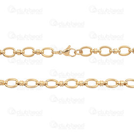 4007-0315-441GL - Stainless Steel 304 Link Connector Chain 10x13x2mm 7.5x12.5x7.5mm 47cm (18.5in) Necklace Gold Plated 1pc 4007-0315-441GL, connecteur,montreal, quebec, canada, beads, wholesale