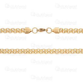4007-0315-45GL - Acier Inoxydable 304 Chaine Forcat Coupe Diamant 5.5x5x3mm Cote de Maille 2 Rang Collier 47cm (18.5po) Plaque Or 1pc 4007-0315-45GL,maill,montreal, quebec, canada, beads, wholesale